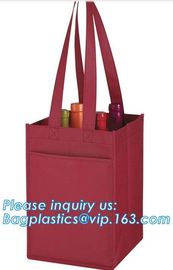 Custom printed non woven drawstring bag for wine, Custom Heavy Duty Non Woven 6 Bottles Carrier Packaging Divided Wine T supplier