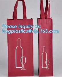 Custom printed non woven drawstring bag for wine, Custom Heavy Duty Non Woven 6 Bottles Carrier Packaging Divided Wine T supplier