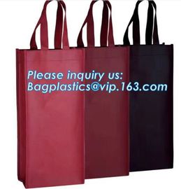 Custom printed non woven drawstring bag for wine, Custom Heavy Duty Non Woven 6 Bottles Carrier Packaging Divided Wine T supplier
