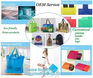 Eco friendly custom slogan laminated pp non woven bag with private logo, Home textile packaging non woven bag for bed sh supplier