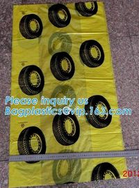 spare car tire plastic storage tote bags for tyre packaging custom size disposable clear pe printing side gusset, limite supplier