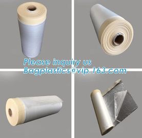 painting painters masking film with bule tape, painting folded pre-taped core masking film, spray plastic pre-tape pla supplier