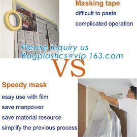 painting painters masking film with bule tape, painting folded pre-taped core masking film, spray plastic pre-tape pla supplier