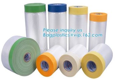 outdoor paper masking film, rice paper taped masking film, auto used pre-taped masking film, indoor masking film, cloth supplier