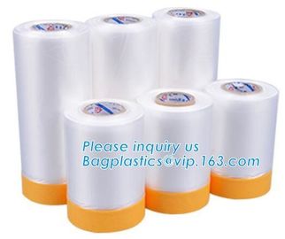 plastic register sealing cloth duct pre-taped masking film,PE material taped clear plastic masking film with dispenser supplier