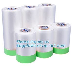 plastic register sealing cloth duct pre-taped masking film,PE material taped clear plastic masking film with dispenser supplier