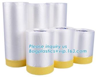 plastic register sealing cloth duct pre-taped masking film,PE material taped clear plastic masking film with dispenser supplier