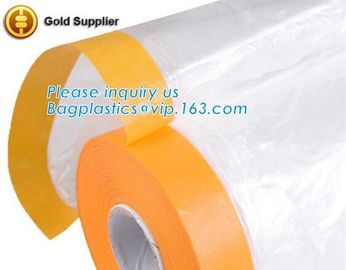 PE protect cover self adhesive mask film taped on one side Plastic cover sheet drop cloth for furniture, masking films supplier