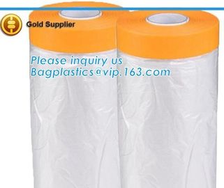 PE protect cover self adhesive mask film taped on one side Plastic cover sheet drop cloth for furniture, masking films supplier