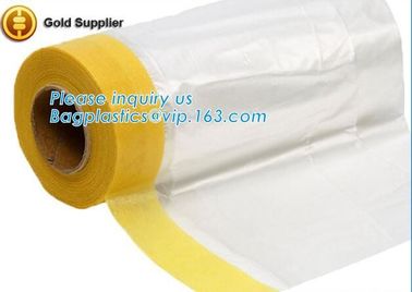 PE protect cover self adhesive mask film taped on one side Plastic cover sheet drop cloth for furniture, masking films supplier