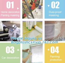 4m*5m plastic cover sheet for furniture, Taped clear HDPE plastic masking film, Plastic car paint plastic cover tape ma supplier