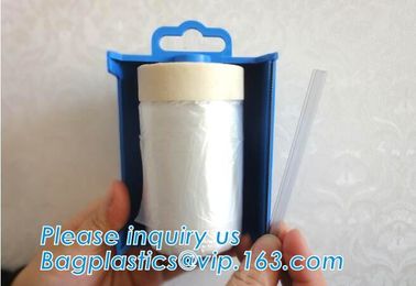 PE protection cover mask film roll with masking tape, Corona treated plastic HDPE taped masking film, Pre-taped plasti supplier