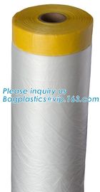 PE taped plastic drop masking film for car painting, Plastic film/pre-taped masking taped protective plastic film, BAGEA supplier