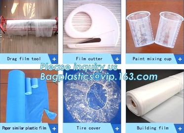 auto polyurethane masking plastic for painting 4*300m, Tape plastic auto paint masking protection film for cars, bagplasti supplier