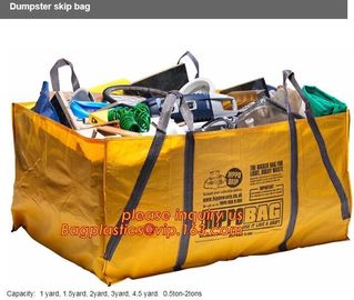 SKIP BAGS, DUMPSTER SKIP BAGS, Construction waste skip bag FIBC garbage dumpster PP bulk bag, Eco friendly garbage dumps supplier