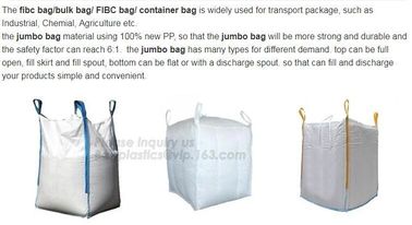 China Factory price 100% new material 1 ton 1.5 ton PP bulk bag woven big bag jumbo bags FIBC,polypropylene pp woven bul supplier