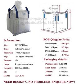 Totally virgin pp material 1 ton woven jumbo big bags FIBC big bag for sand,High tensile strength PP woven FIBC big sale supplier