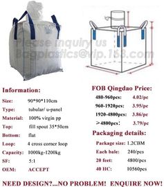 Custom size fibc jumbo PP woven big bag super sack for cement or sand packing,Virgin Polypropylene PP Woven Big Bulk Bag supplier