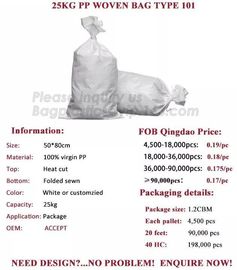 Wholesale 20kg 25kg Polypropylene Woven Sand Bags, plastic containers for cement, flour packaging PP Woven Bag 50kg supplier