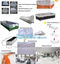 extra lagrge woven PE drawstring dumpster container liner for garbage truck,40 yard polyethylene woven drawstring dumpst supplier