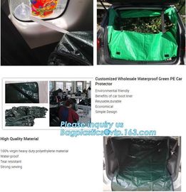 customized waterproof green pe car protector,environmental firendly, car boot liner, reusable, durable,economical,sample supplier