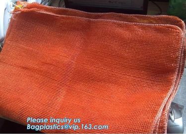 30x47cm gold yellow HDPE material raschel mesh bags for packing cabbage with hand,Orange onion potato vegetable fruit pa supplier