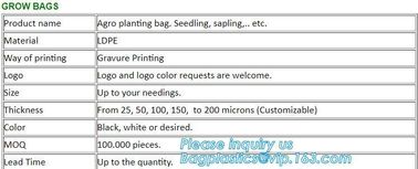 Grow bag, planter bags, nursery bags, agro planting bag, seedling bag, spling bag, custom size, color, bales with logoes supplier