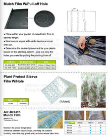 Green house film, pp non-woven weed control sheet,mulch film w/pull-off hole,plant protect sleeve film w/hole, micro hol supplier