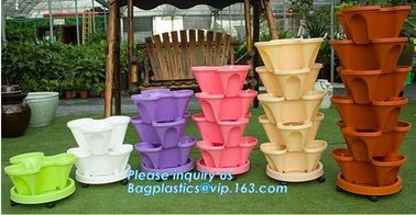 PP Plastic materials hydroponic vertical tower stackable plastic garden pots,vertical tower farming use stacking planter supplier