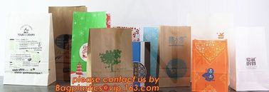 Logo Printed Grease Proof Foil Lined Brown Kraft Paper Bread Packaging Bag,custom printing logo bread french fries paper supplier