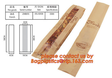 Logo Printed Grease Proof Foil Lined Brown Kraft Paper Bread Packaging Bag,custom printing logo bread french fries paper supplier