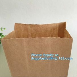 Custom design printed Kraft bread packaging paper bag,wax grease proof square bottom packing french bread white craft pa supplier