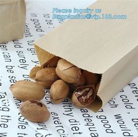 Custom design printed Kraft bread packaging paper bag,wax grease proof square bottom packing french bread white craft pa supplier