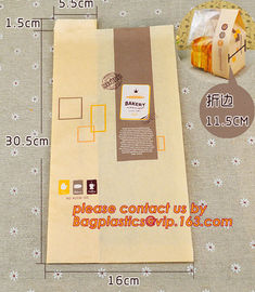 China supplier promotional custom coated bread/sandwich paper kraft bag with clear window,brown kraft paper bakery bread supplier