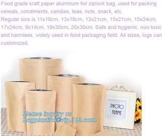 Food grade kraft paper aluminum foil k bag, packing cereals,condiments,candies,teas,nuts,snack,food packaging pac supplier