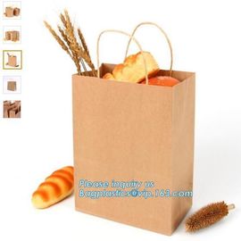 Custom brown bakery food grade packaging bread kraft paper bag with handles,Bread Packaging Paper Bags for Wholesale pak supplier