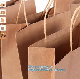 Custom brown bakery food grade packaging bread kraft paper bag with handles,Bread Packaging Paper Bags for Wholesale pak supplier