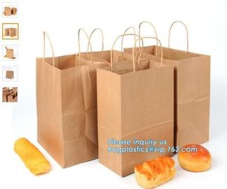 Custom brown bakery food grade packaging bread kraft paper bag with handles,Bread Packaging Paper Bags for Wholesale pak supplier