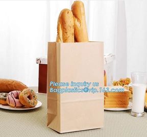 Custom bakery paper bag / Food grade bread packaging bags, white or brown craft paper bag,greaseproof kebab sandwich bre supplier