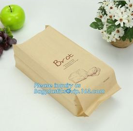 China factory custom printed paper bread bags,Food grade custom made kraft paper stick bread bags with window, limited supplier