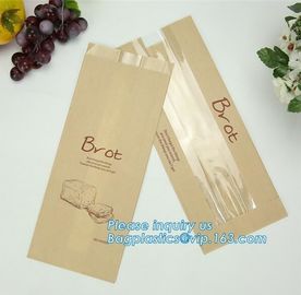 China factory custom printed paper bread bags,Food grade custom made kraft paper stick bread bags with window, limited supplier