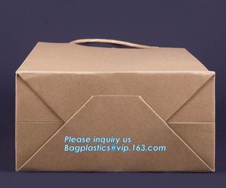 Food Grade Bread Packaging Disposable Kraft Paper Bag,handle Stand up pouch kraft bags zip paper packaging bags for food supplier