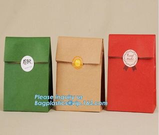 Flat Paper Handle Customized Design Shopping Gift Printed Kraft Paper Bag,ECO Friendly Bread Paper Bag/Snack Food Packag supplier