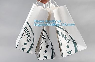 fast food packaging grcoery brown kraft paper shopping carry bags with handles,take away fast food kraft paper bag, bage supplier