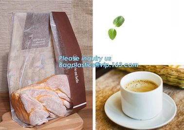 Recyclable sandwich bread food packaging brown paper bag custom kraft pastry paper bag，kraft paper bread bag with window supplier