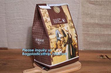 Recyclable sandwich bread food packaging brown paper bag custom kraft pastry paper bag，kraft paper bread bag with window supplier