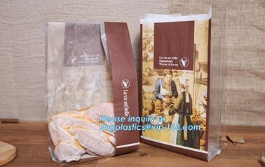 Recyclable sandwich bread food packaging brown paper bag custom kraft pastry paper bag，kraft paper bread bag with window supplier