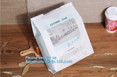 Recyclable sandwich bread food packaging brown paper bag custom kraft pastry paper bag，kraft paper bread bag with window supplier