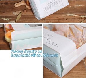 Recyclable sandwich bread food packaging brown paper bag custom kraft pastry paper bag，kraft paper bread bag with window supplier