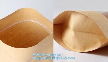 zipper. k, Custom printed paper bread bags use for food packaging,Open Top Kraft Paper Laminated Foil Lined Flat B supplier